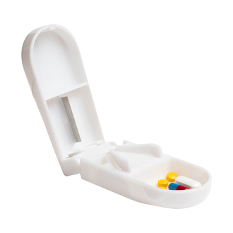 R17177 - Pudełko na tabletki z nożykiem, biały 