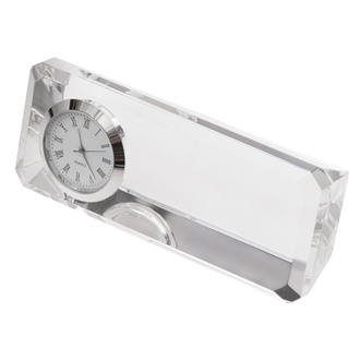 R22186 - Kryształowy przycisk do papieru z zegarem Cristalino, transparentny 