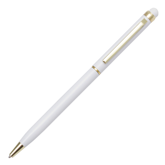 R73409 - Długopis aluminiowy Touch Tip Gold, biały 