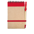 R73795.08 - Notes Kraft z długopisem, czerwony/beżowy 